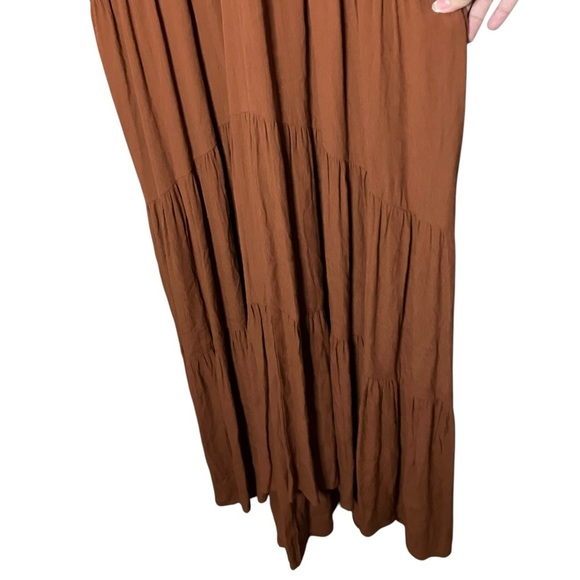A Loves A Button Down Front Tiered Midi Shirt Dress Boho Autumn Burnt Orange L - Picture 2 of 9